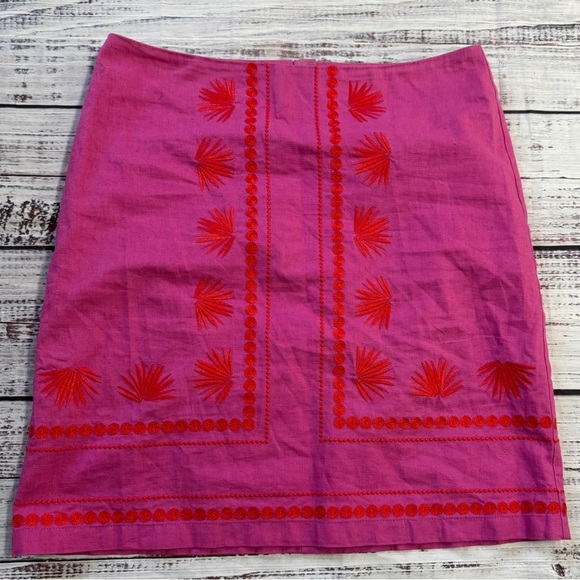 Boden Dresses & Skirts - Boden Linen Blend Embroidered Skirt – Pink & Red – Size 6